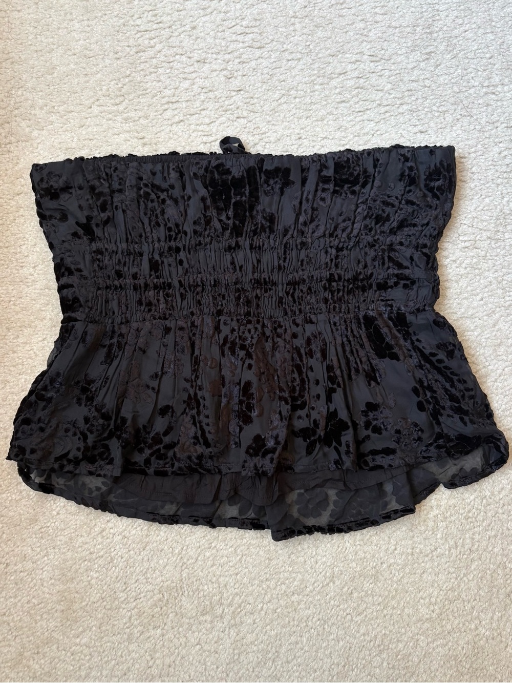 Anthropologie Somerset black strapless crushed velvet blouse sz L whimsigoth - Picture 8 of 8